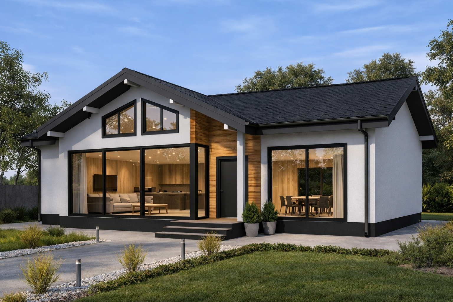 Коттедж с панорамным остеклением